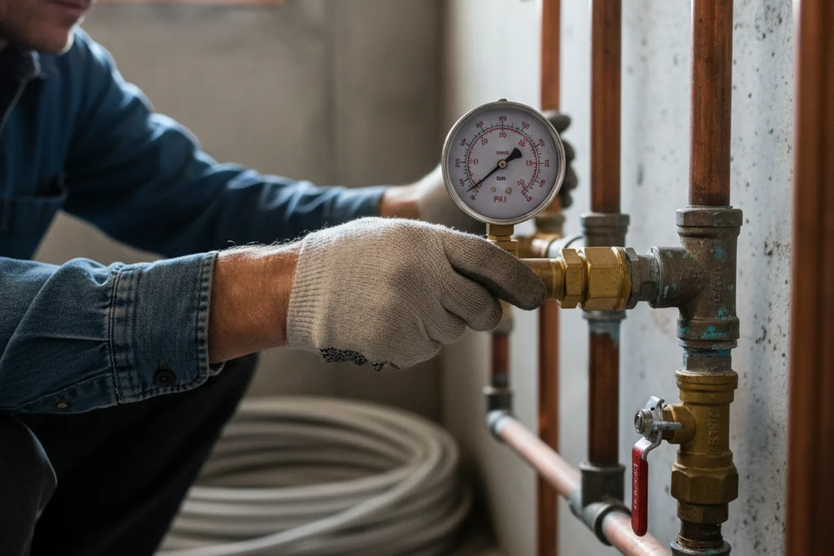 Pressure testing a repaired line during Water Line Repair in Louvale
